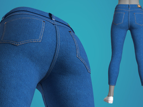 Blue Jean Fitted to Gen8 Body Mesh 3D Model