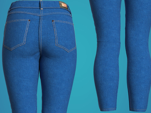 Blue Jean Fitted to Gen8 Body Mesh 3D Model