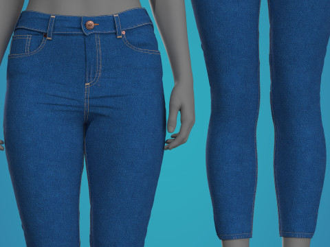 Blue Jean Fitted to Gen8 Body Mesh 3D Model
