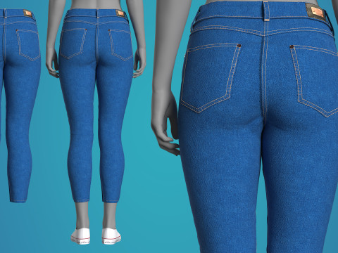 Blue Jean Fitted to Gen8 Body Mesh 3D Model