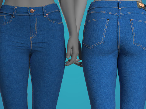 Blue Jean Fitted to Gen8 Body Mesh 3D Model