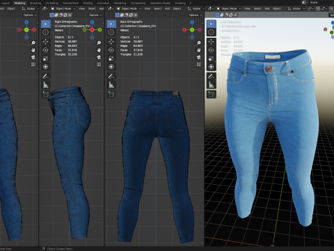 Blue Jean Fitted to Gen8 Body Mesh 3D Model