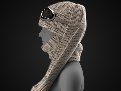 Knitted Bunny Hat with Googles 3D मॉडल