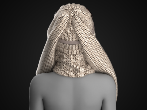 Knitted Bunny Hat with Googles 3D मॉडल