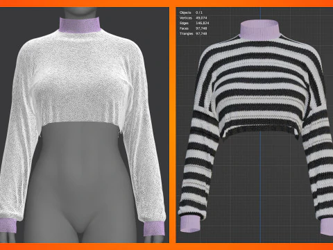 Oversize Croped Jumper 3D Model