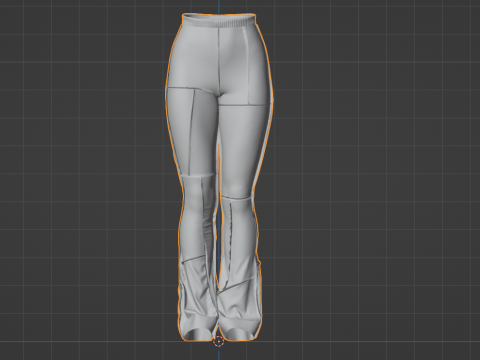 Patchwork High-waisted Knit Pants 3D Модель