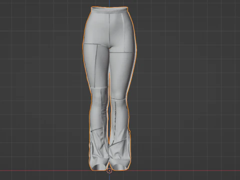 Patchwork High-waisted Knit Pants 3D Model
