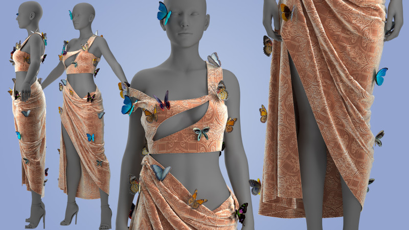 Butterfly Dress 3D Модель .c4d .max .obj .3ds .fbx .stl .blend