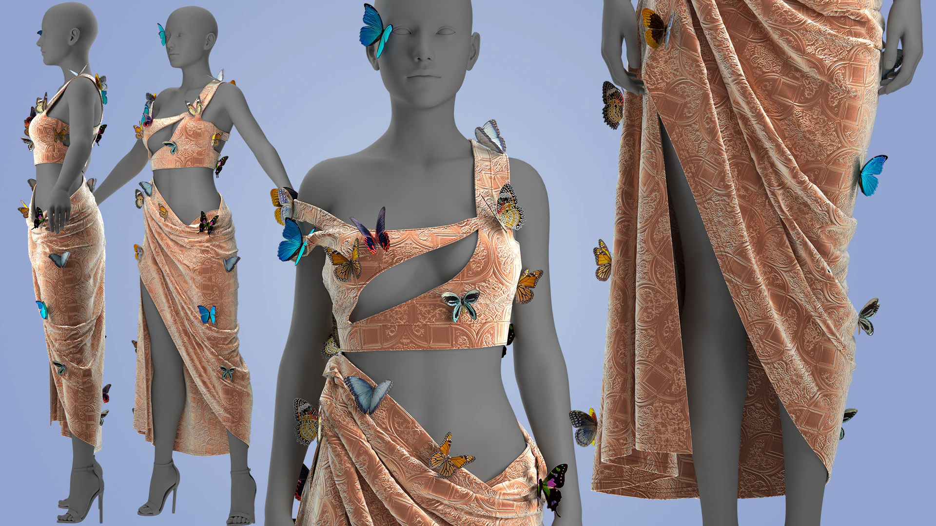 Butterfly Dress 3D Model .c4d .max .obj .3ds .fbx .stl .blend 
