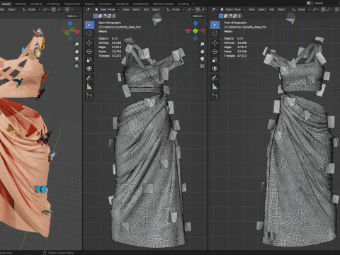 Butterfly Dress 3D Model