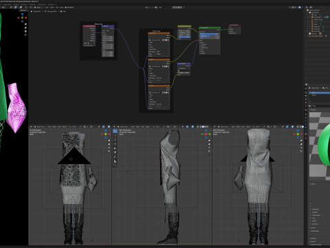 Button Down Green Dress with Hot Pink Boots and Tote 3D Model