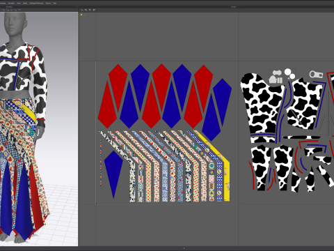 Circus Skirt and Cow Print Leather Jacket 3D 模型