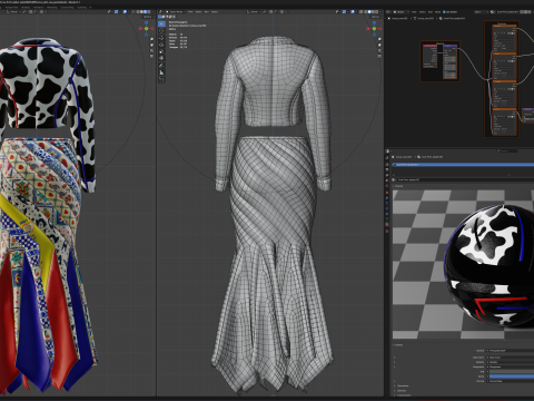 Circus Skirt and Cow Print Leather Jacket 3D 模型