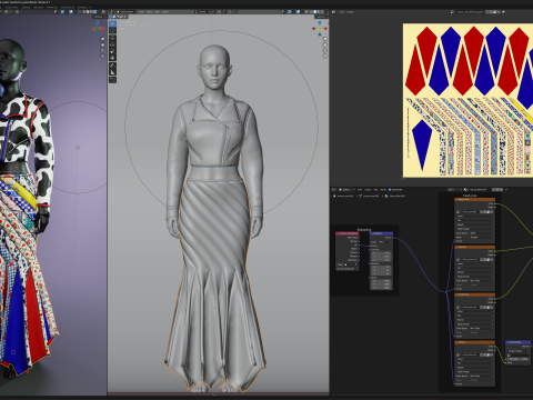 Circus Skirt and Cow Print Leather Jacket 3D 模型