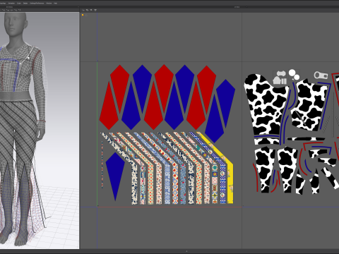 Circus Skirt and Cow Print Leather Jacket 3D 模型