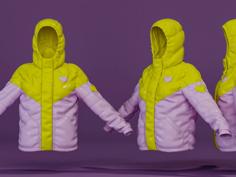 Colorblock Puff Jacket 3D Model
