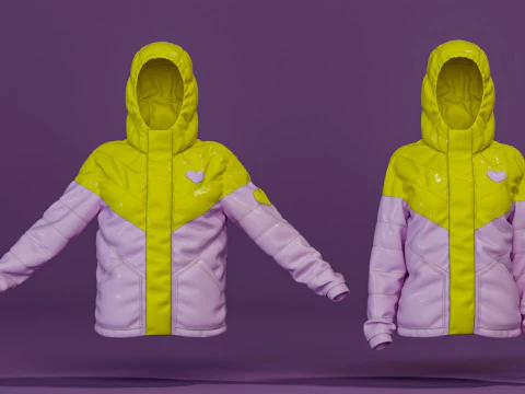 Colorblock Puff Jacket 3D Model