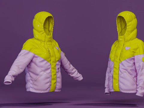 Colorblock Puff Jacket 3D Model