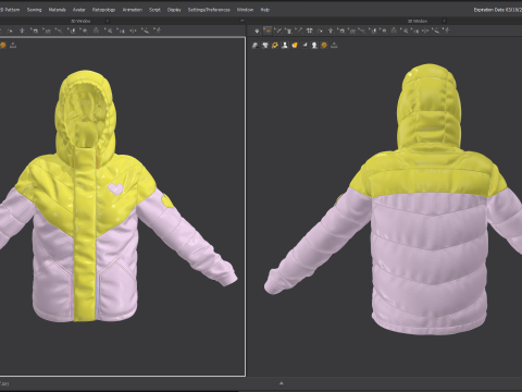 Colorblock Puff Jacket Modelo 3D