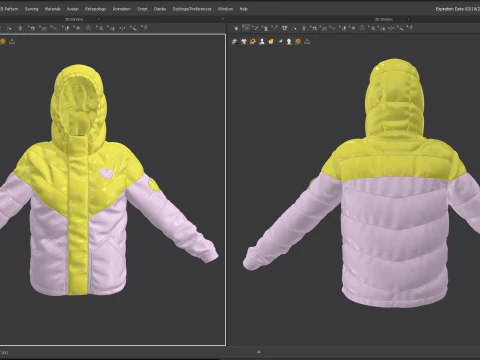 Colorblock Puff Jacket 3D Model