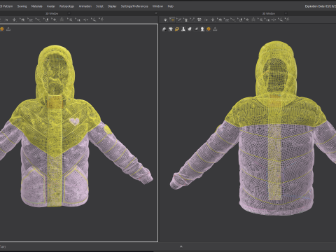 Colorblock Puff Jacket Modelo 3D