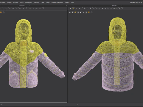 Colorblock Puff Jacket 3D Model