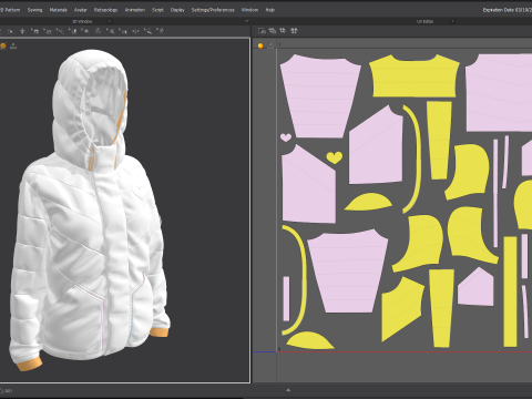 Colorblock Puff Jacket Modelo 3D