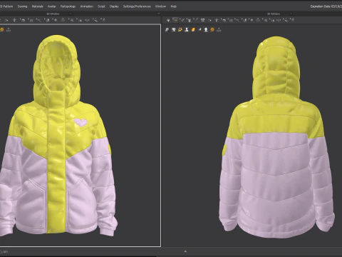 Colorblock Puff Jacket 3D Model