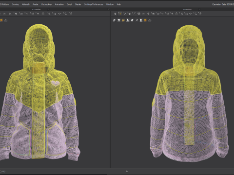 Colorblock Puff Jacket Modelo 3D