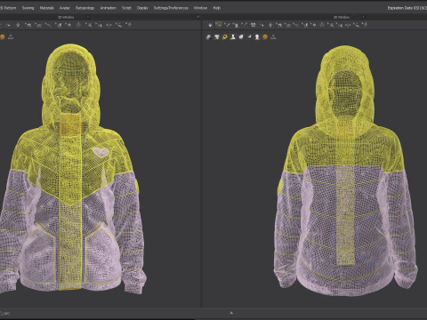 Colorblock Puff Jacket 3D Model