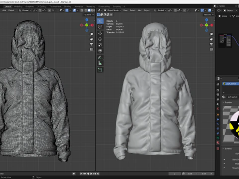 Colorblock Puff Jacket 3D Model