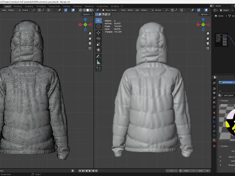 Colorblock Puff Jacket 3D Model