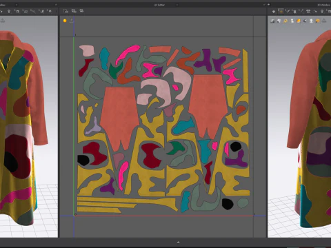 Colorful Coat with Furry Sleeves 3D Model