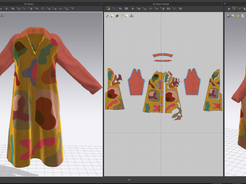 Colorful Coat with Furry Sleeves Model 3D