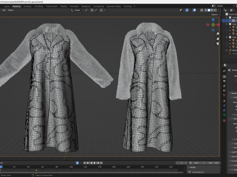 Colorful Coat with Furry Sleeves Model 3D