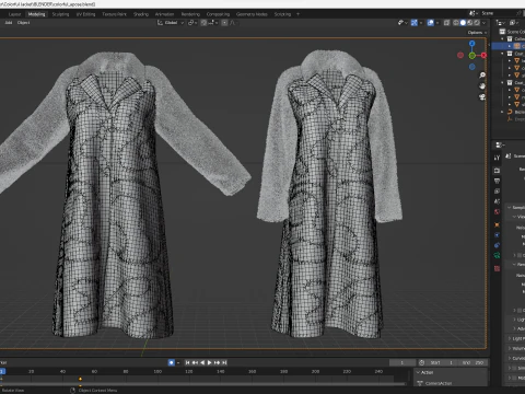 Colorful Coat with Furry Sleeves 3D Model