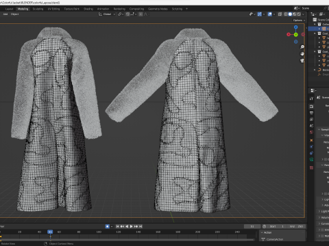 Colorful Coat with Furry Sleeves Model 3D