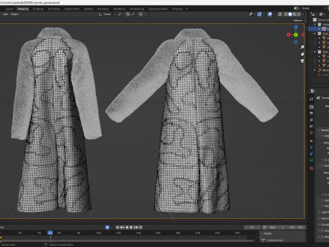 Colorful Coat with Furry Sleeves 3D Model