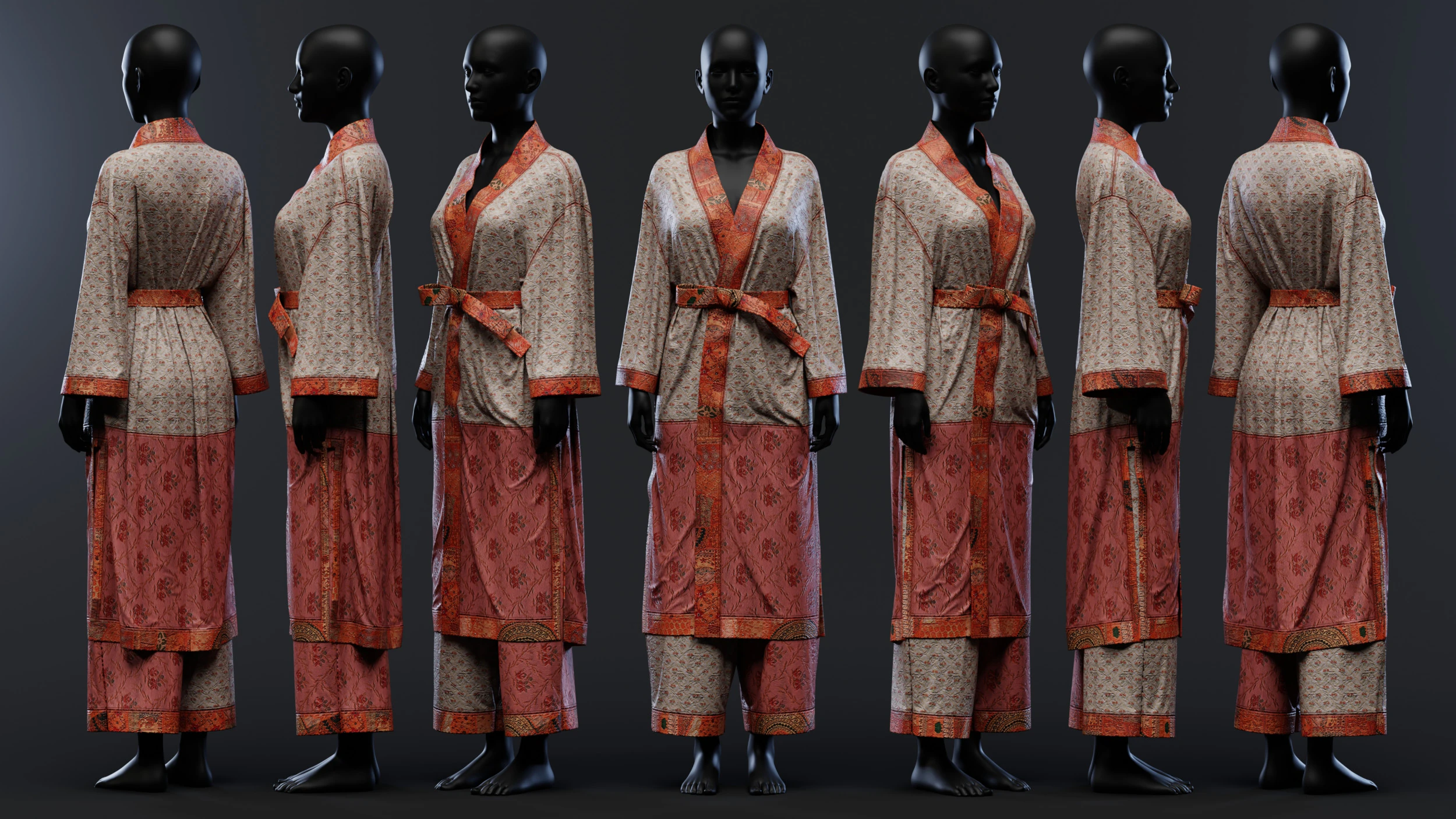 Multilayered Modern Kimono Set 3D Model in Clothing 565372 | 3DExport