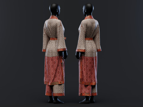 Multilayered Modern Kimono Set 3D Модель