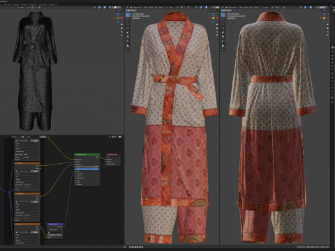 Multilayered Modern Kimono Set 3D Модель