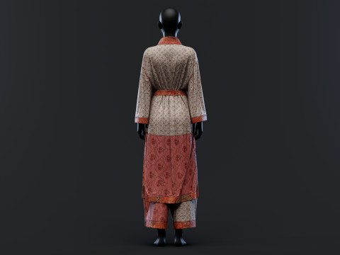 Multilayered Modern Kimono Set 3D Модель