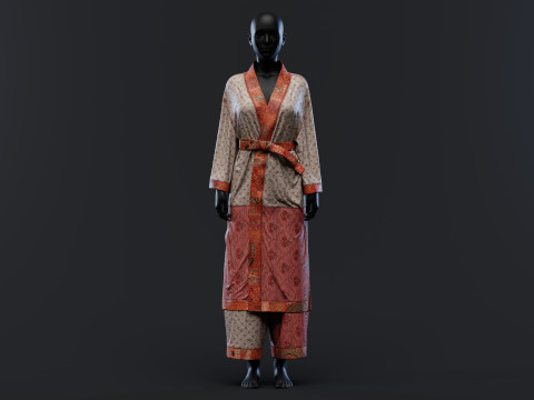 Multilayered Modern Kimono Set 3D Модель