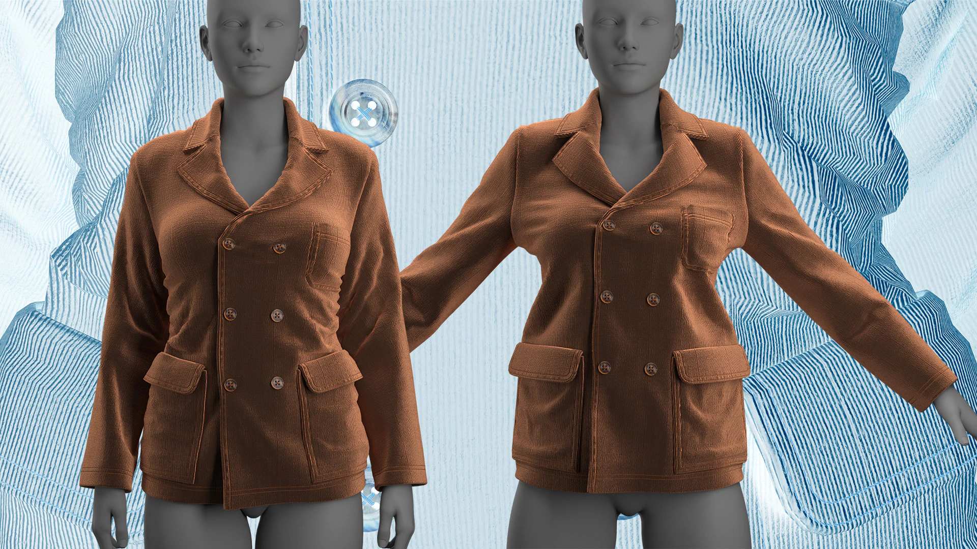 Corduroy Jacket 3D Model .c4d .max .obj .3ds .fbx .stl .blend 