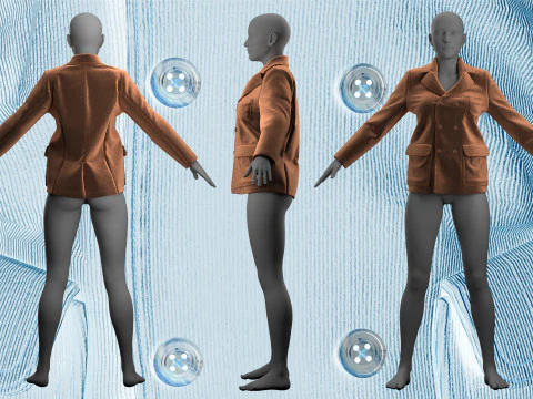 Corduroy Jacket 3D Model