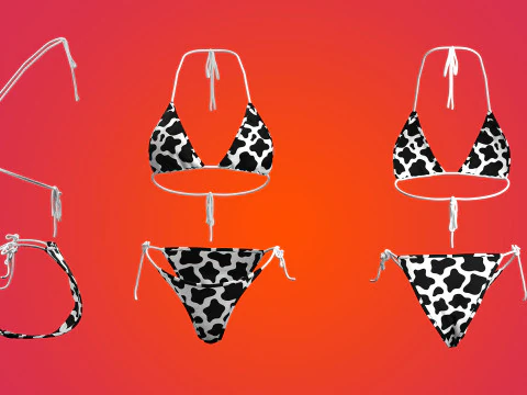 Cow Printed Bikini 3D Model