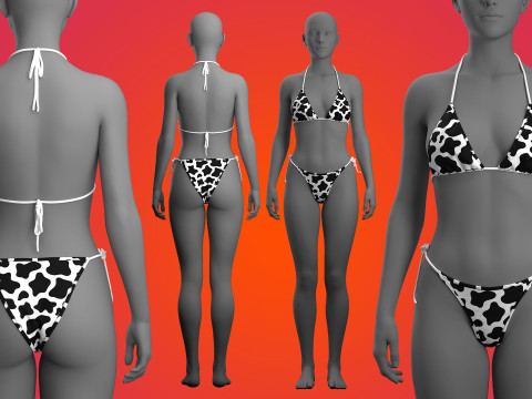 Cow Printed Bikini 3Dモデル
