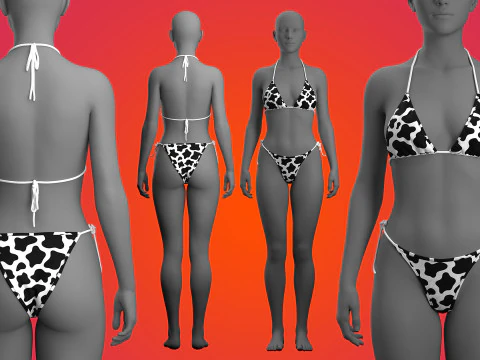 Cow Printed Bikini 3D Model