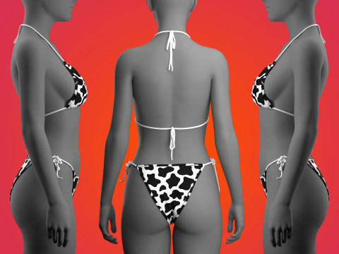 Cow Printed Bikini 3Dモデル