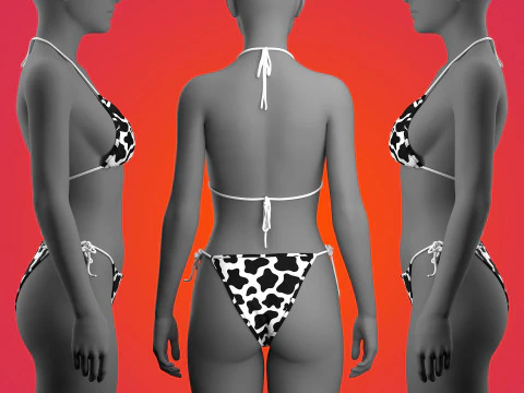 Cow Printed Bikini 3D Model